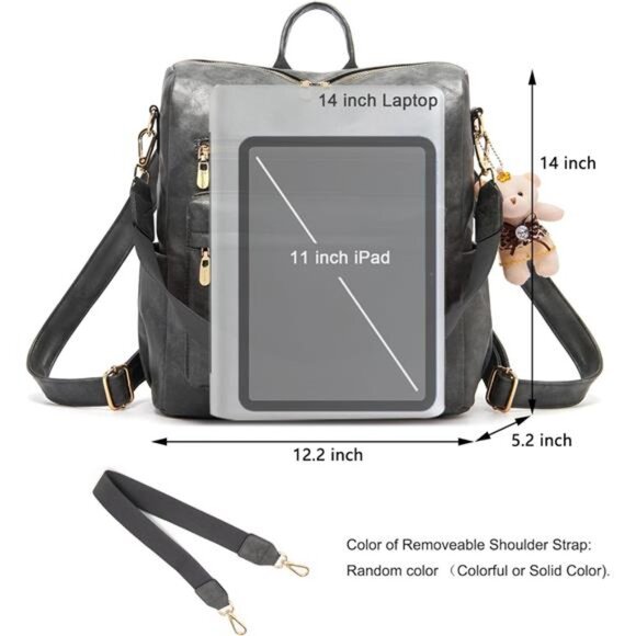 Women Backpack Multipurpose Set 2pcs Grey - Picture 5 of 6